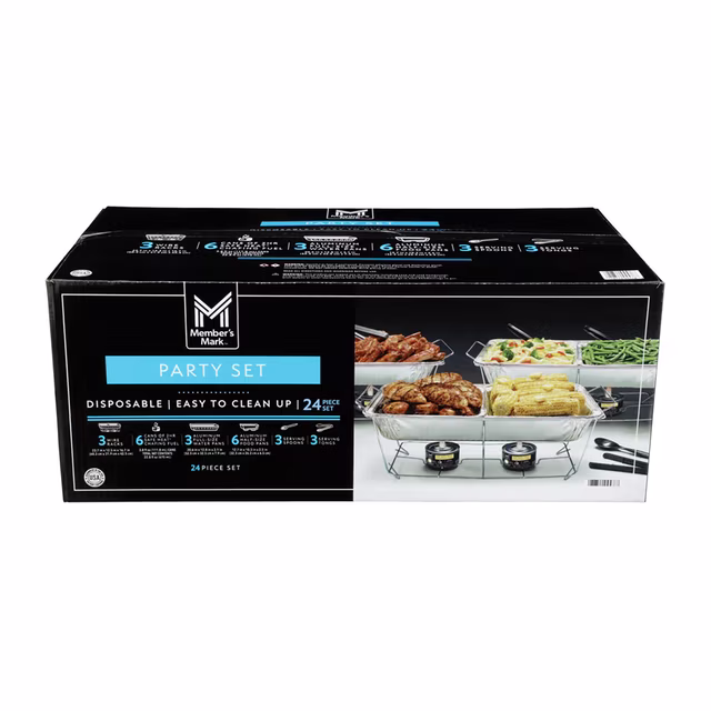 Member's Mark Party Set with 2-hour Safe Heat Chafing Fuel, 24 ct.