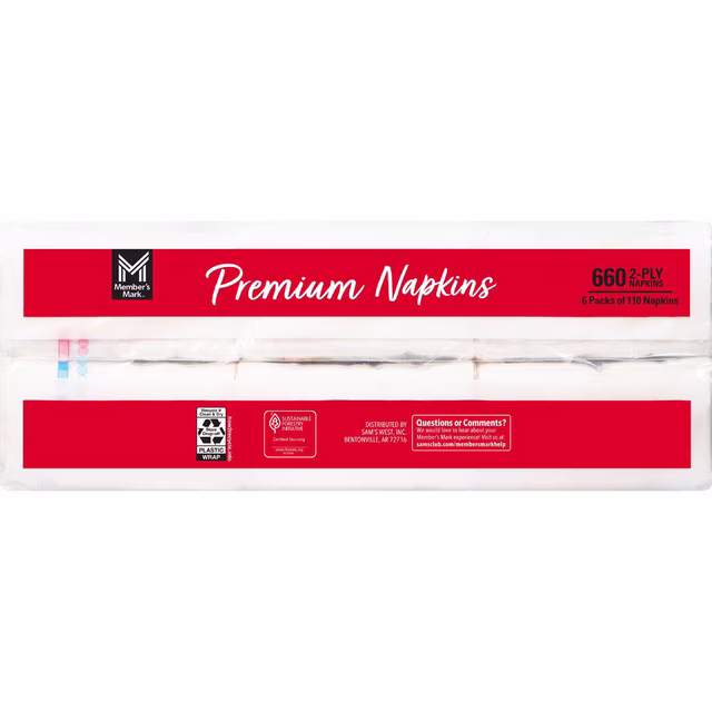 Member's Mark Ultra Premium 2-Ply White Napkins 6 pks., 110 napkins/pk. - Image 5