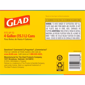 Glad Small Twist-Tie White Trash Bags, Fresh Clean Scent with Febreze Freshness, 4 gal., 156 ct. - Image 5