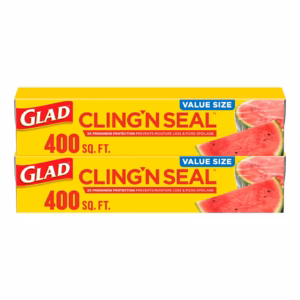 Glad Cling ‘N Seal Clear Plastic Food Wrap 400 sq. ft./roll, 2 rolls