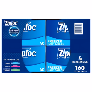 Alternative view of Ziploc Brand Half Gallon Freezer Storage Bags, Expandable Bottom, Grip ’n Seal Technology, 160 ct.