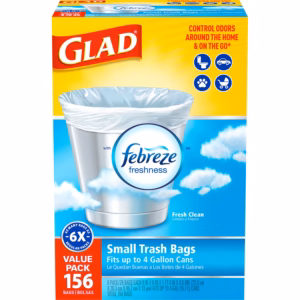 Glad Small Twist-Tie White Trash Bags, Fresh Clean Scent with Febreze Freshness, 4 gal., 156 ct. - Image 7