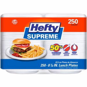 Hefty Supreme Foam Disposable Lunch Plates, 8 7/8", 250 ct.