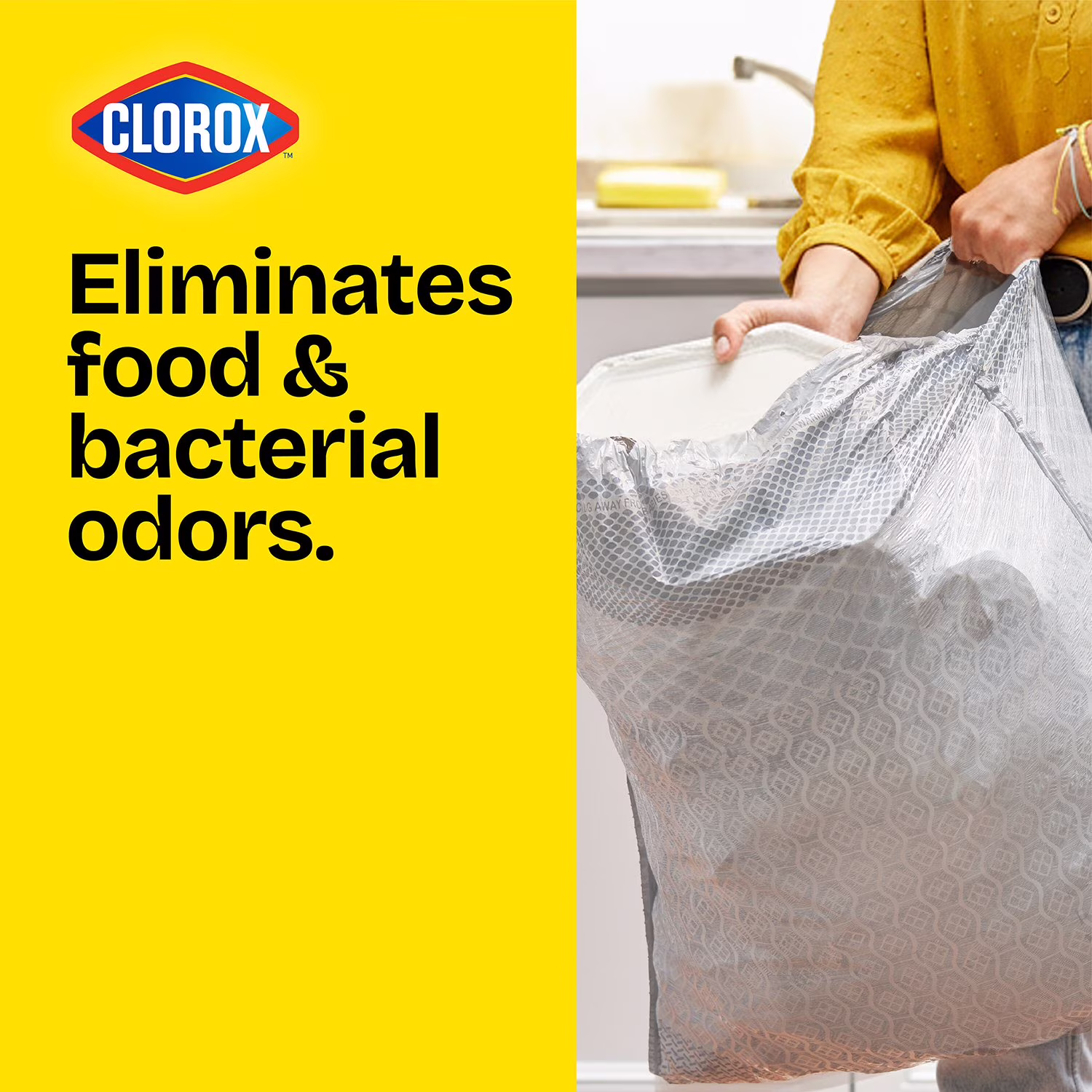 Glad ForceFlex MaxStrength with Clorox Tall Kitchen Drawstring Trash Bags, Lemon Fresh Scent, 13 Gallon, 120 ct. - Image 4