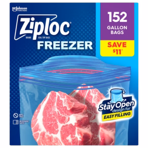 Ziploc Brand Gallon Freezer Storage Bags, Stay Open Design, Easy to Fill, 152 ct.