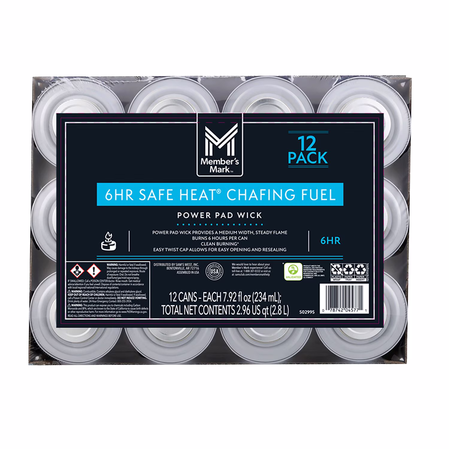 Member's Mark 6-Hour Safe Heat Chafing Fuel with PowerPad, 12 ct.