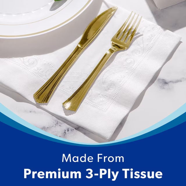 Member's Mark Ultra Premium 3-Ply White Dinner Napkins, 4 pks., 80 napkins/pk. - Image 4
