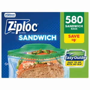 Ziploc Sandwich Bags with EasyGuide Texture, Grip 'n Seal, 580 ct.