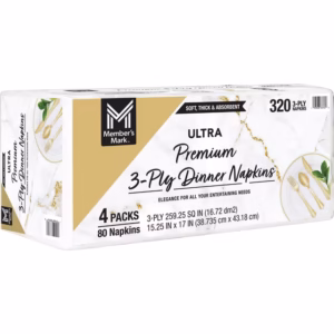 Alternative view of Member's Mark Ultra Premium 3-Ply White Dinner Napkins, 4 pks., 80 napkins/pk.