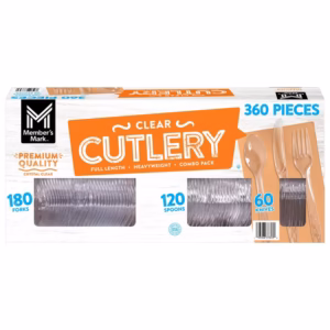Member's Mark Clear Cutlery Combo Pack, Forks, Knives, Spoons 360 ct.