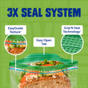Alternative view of Ziploc Sandwich Bags with EasyGuide Texture, Grip 'n Seal, 580 ct.