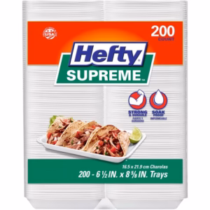 Hefty Supreme Foam Charola Trays, 6.5" x 8.625" 200 ct.