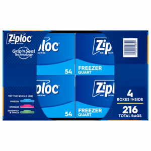 Alternative view of Ziploc Brand Quart Freezer Storage Bags, Stay Open Design, Easy to Fill, 216 ct.