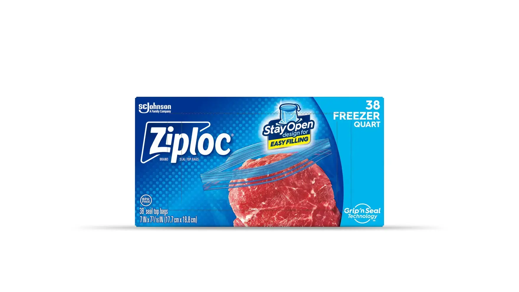 Ziploc Quart Freezer Storage Bags, Stay Open Design, 216 ct.
