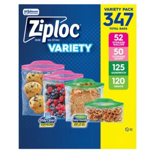 Ziploc Gallon/Quart Storage and Sandwich/Snack Bags Variety Pack, 347 ct.